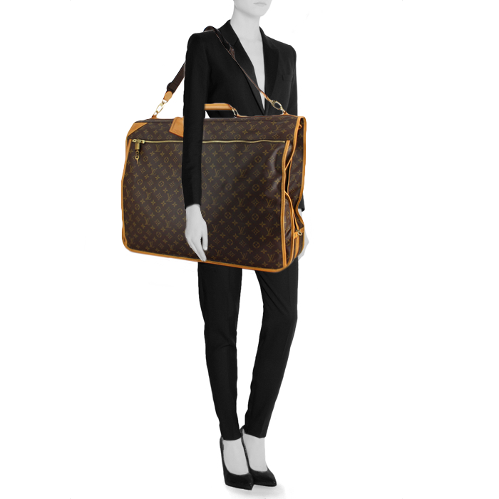 Porta abiti Louis Vuitton in tela monogram e pelle naturale - Detail D1