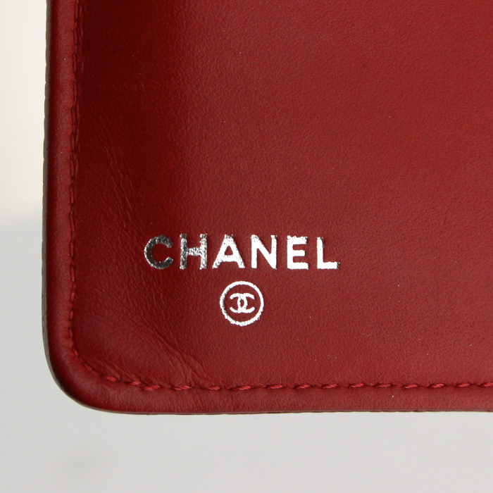 Portafogli Chanel in pelle fiore trapuntata rossa - Detail D4