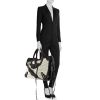 Balenciaga Classic City handbag in black leather and white braided canvas - Detail D1 thumbnail