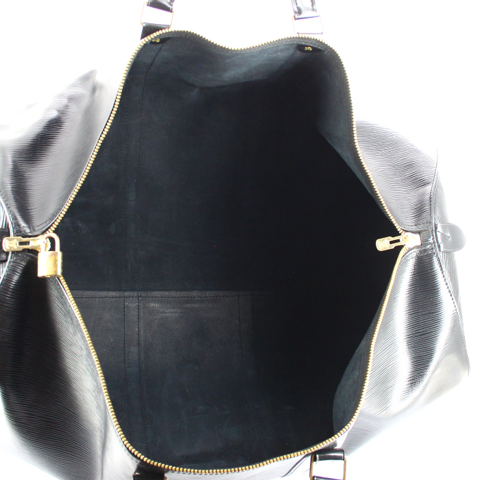 Bolsa de viaje Louis Vuitton Keepall 60 cm en cuero Epi negro - Detail D2
