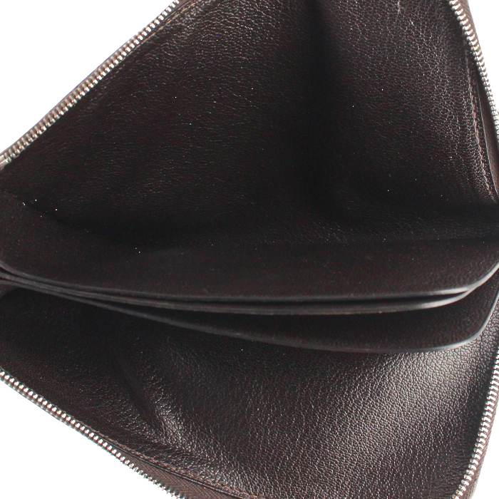 Cartera para tarjetas Hermes en cuero marrón oscuro - Detail D3