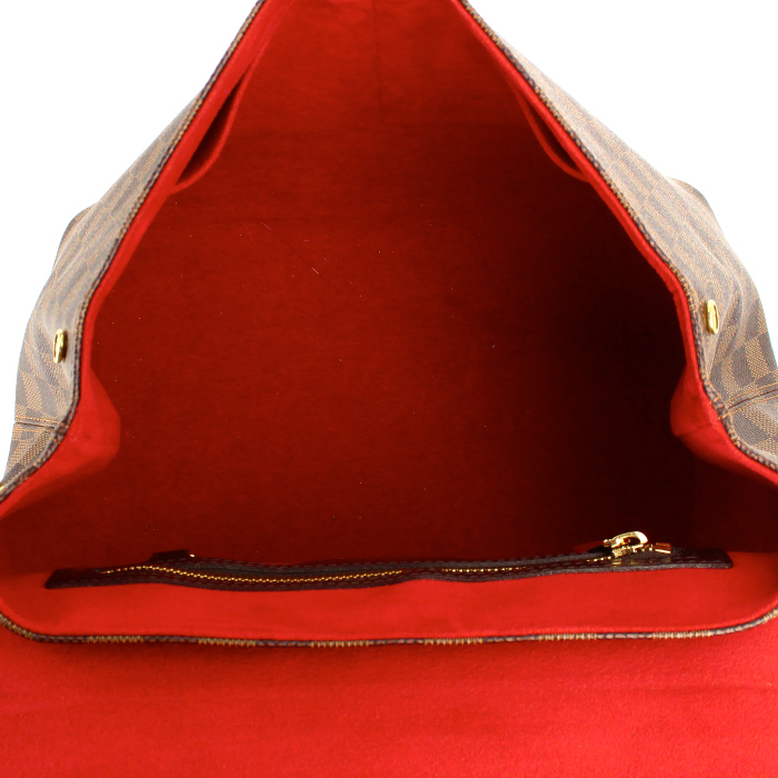 Bolso de mano Louis Vuitton Tivoli en lona a cuadros revestida y cuero marrón - Detail D3