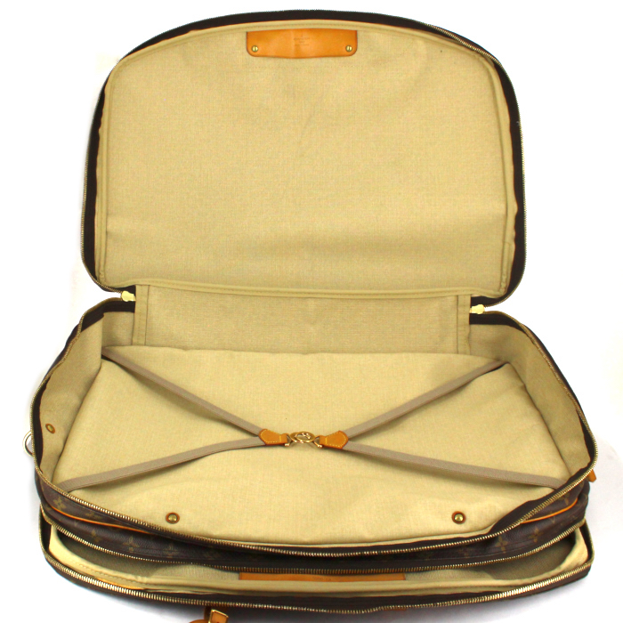 Sac de voyage Louis Vuitton Alize en toile monogram enduite et cuir naturel - Detail D3