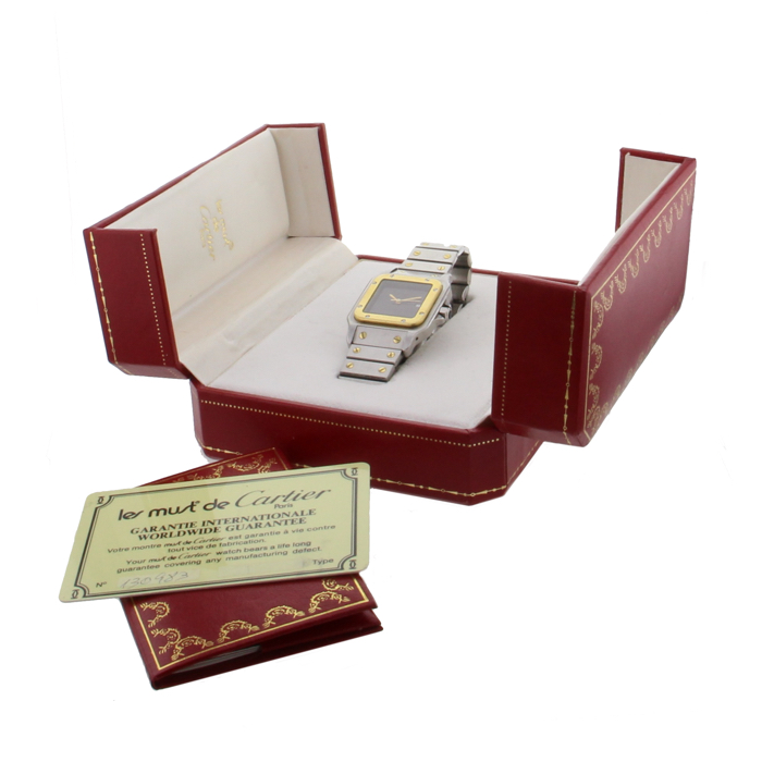 Cartier Santos watch in gold and stainless steel Circa  1984 - Detail D2