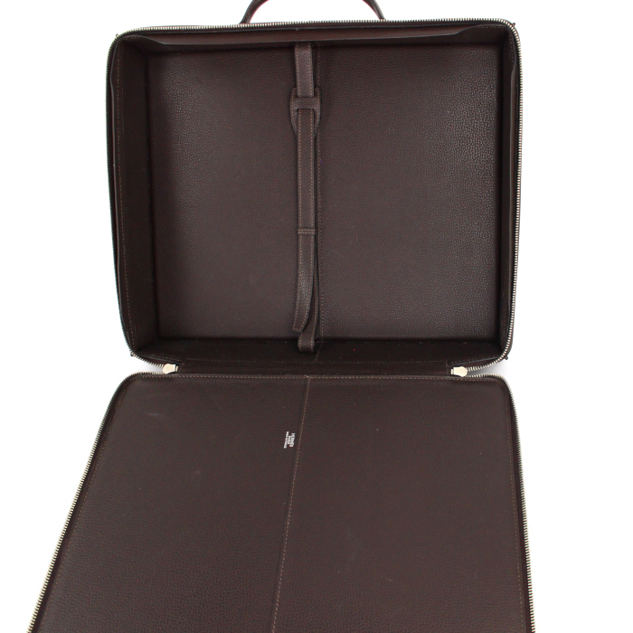Borsa portadocumenti Hermes in pelle marrone - Detail D2