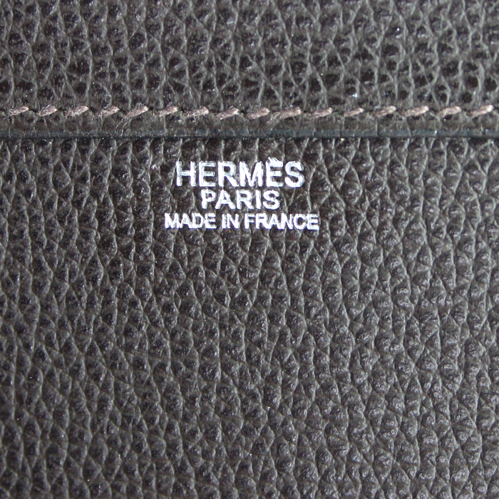 Porta-documentos Hermes en cuero marrón - Detail D3
