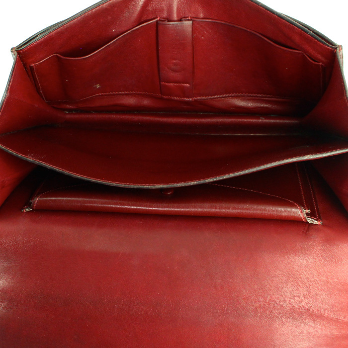 Bolso de mano Hermes Ring en cuero color burdeos - Detail D2
