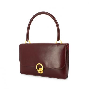 Bolso de mano Hermes Ring en cuero color burdeos