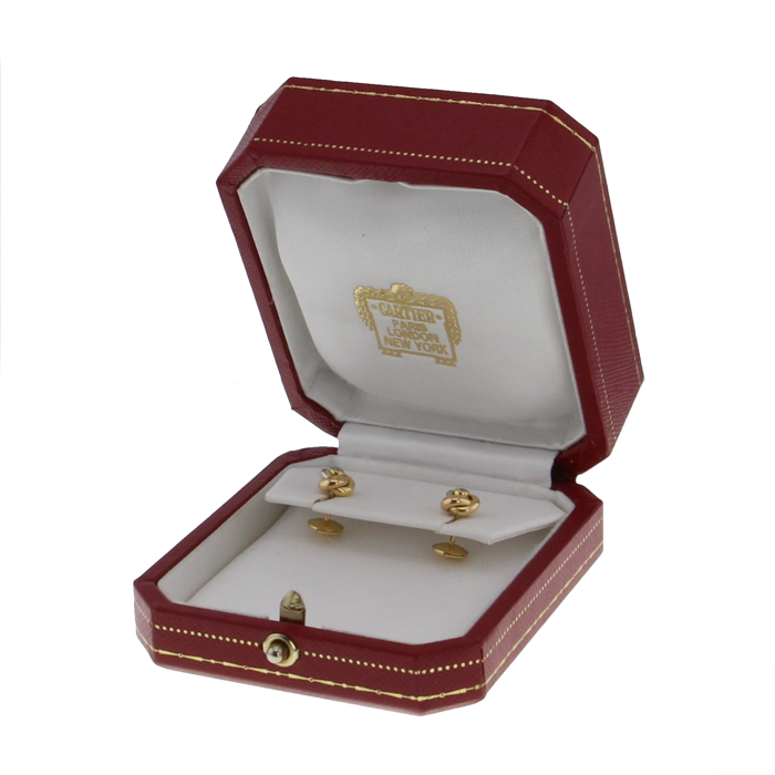 Cartier Trinity small earrings in white gold,  yellow gold and pink gold and in diamond - Detail D2