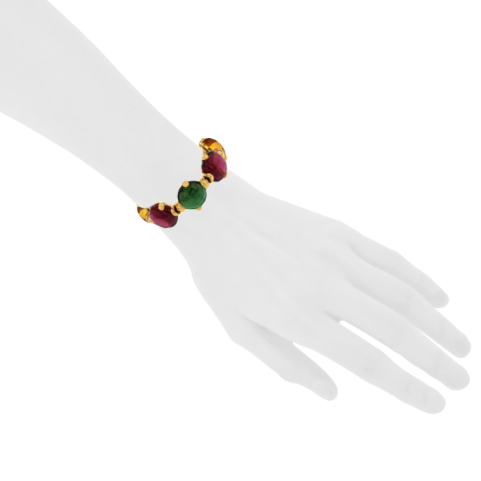 Brazalete articulado Pomellato Griffe en oro amarillo,  turmalina y citrino - Detail D1