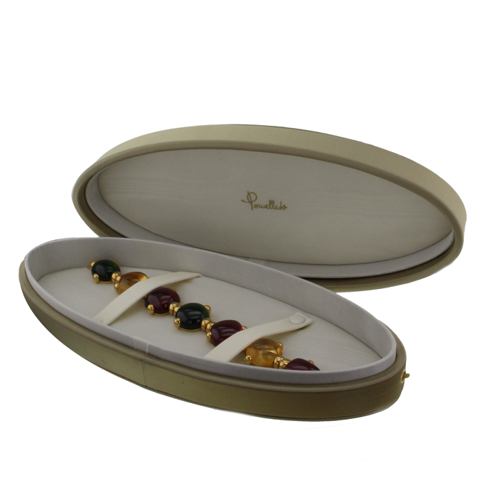 Pomellato Griffe articulated bracelet in yellow gold,  tourmaline and citrine