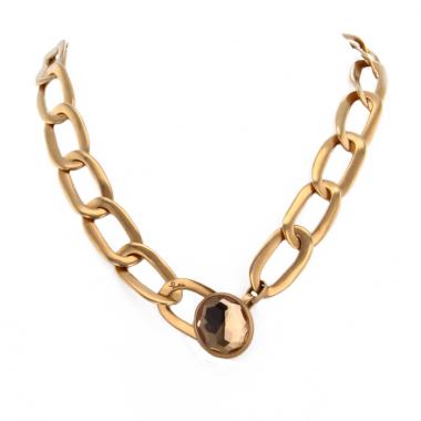 Collar Pomellato Narciso en oro rosa y cuarzo dorado