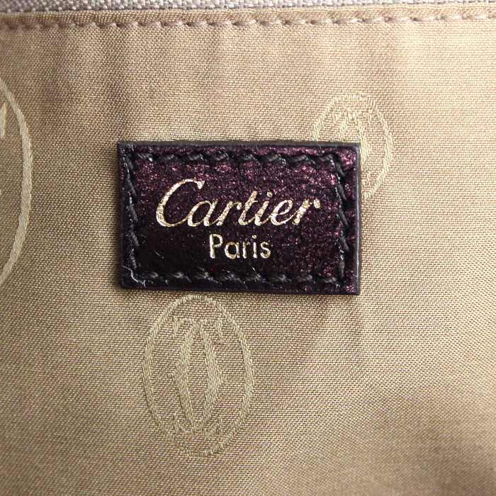 Bolso de mano Cartier Marcello en piel y piel de lagarto marrón - Detail D3