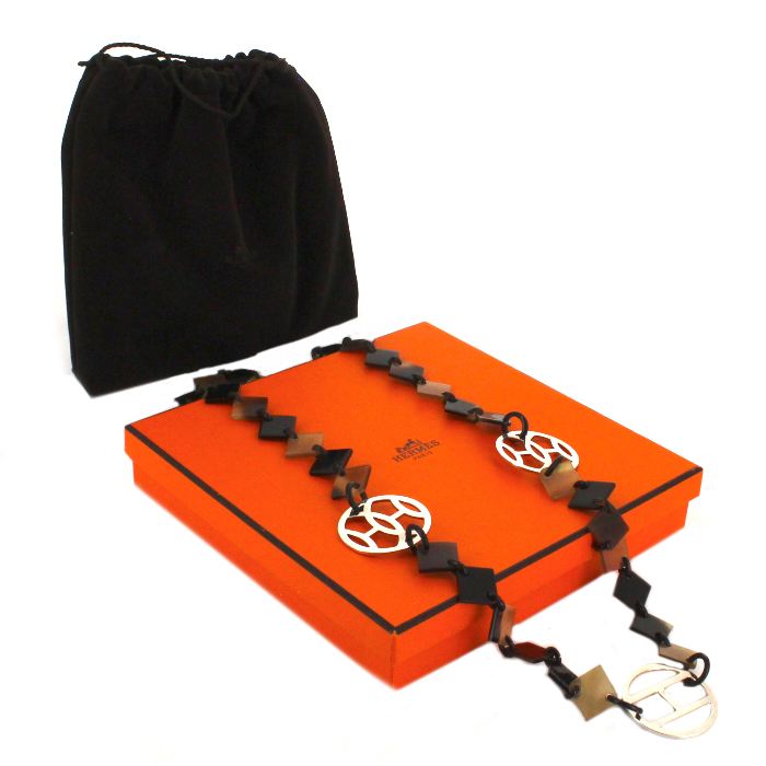 Sautoir Hermes Léna en corne et argent - Detail D2