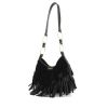 Saint Laurent small model handbag in black leather and suede - 00pp thumbnail