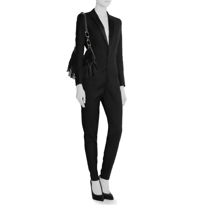 Saint Laurent small model handbag in black leather and suede - Detail D1