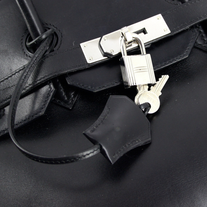 Hermes Birkin 35 cm handbag in black box leather - Detail D4