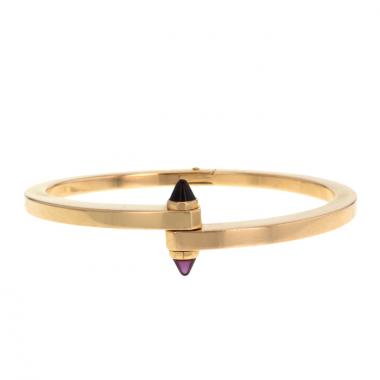 Brazalete que se puede abrir Cartier Menotte en oro rosa y granates violetas