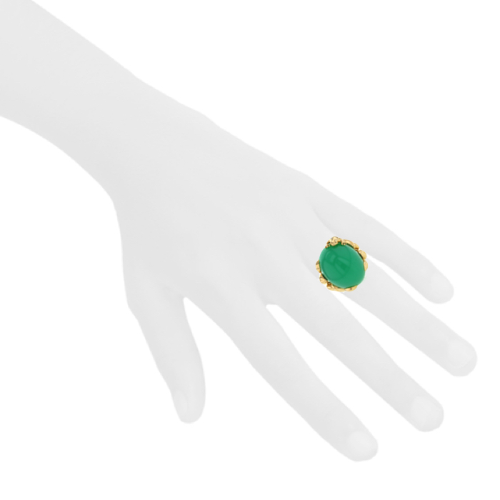 Bague Dior Gourmande grand modèle en or jaune et diamants et en chrysoprase verte - Detail D1