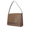 Borsa Louis Vuitton in tela cerata con motivo a scacchi ebano e pelle marrone - 00pp thumbnail