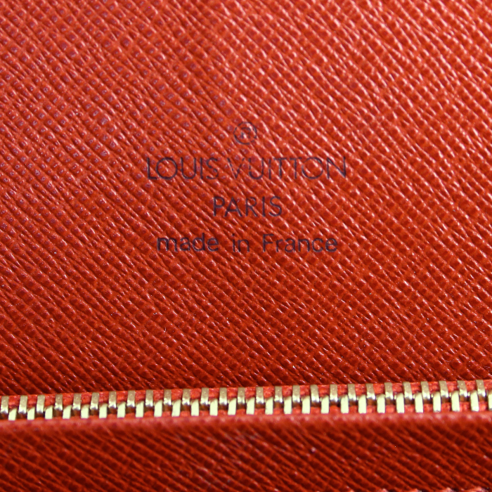 Bolso de mano Louis Vuitton en lona a cuadros revestida ébano y cuero marrón - Detail D3