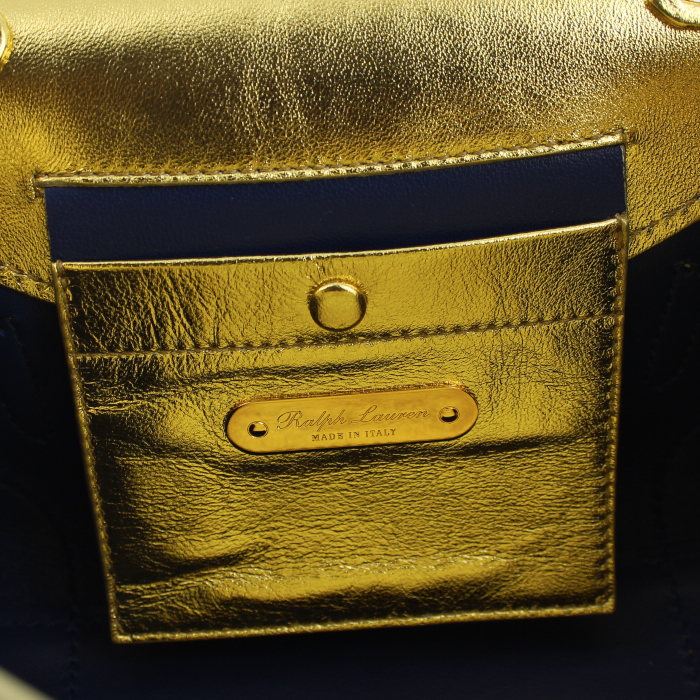 Sac à main Ralph Lauren Ricky petit modèle en cuir doré - Detail D3
