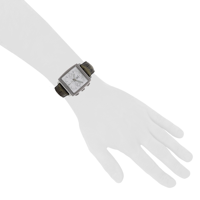 TAG Heuer Classic Monaco Automatic Chronograph watch in stainless steel - Detail D1