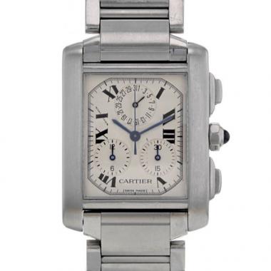 Cartier Tank Française Chrono watch in stainless steel Ref:  2303 Circa  1990
