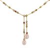 Collana Chanel 1932 in oro giallo,  diamanti multicolore e perle coltivate rosa - 00pp thumbnail