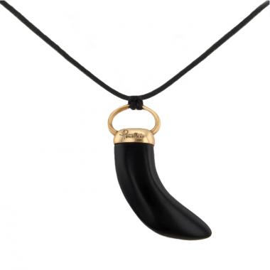 Pendentif Pomellato Victoria grand modèle en or rose et jais noir