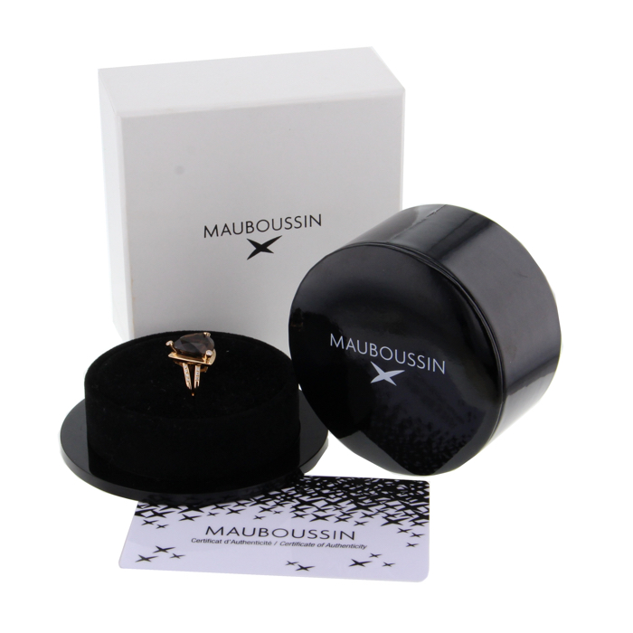 Mauboussin ring in pink gold and diamonds and in quartz - Detail D2