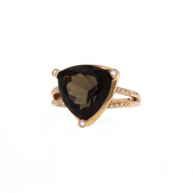 Mauboussin ring in pink gold and diamonds and in quartz