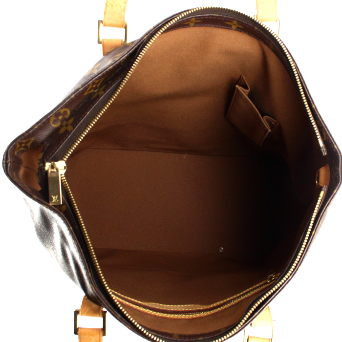 Louis Vuitton large model shopping bag in monogram canvas and natural leather - Detail D2