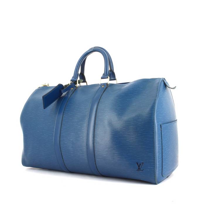 Louis Vuitton Blue Epi Leather Keepall 45 Tote Bag