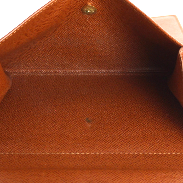 Borsellino in tela monogram cerata e pelle marrone caramello - Detail D2