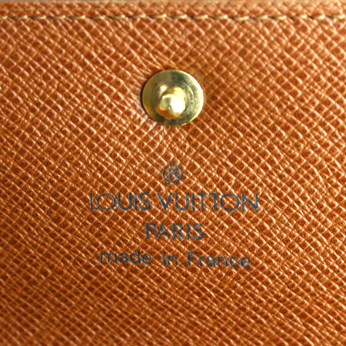 Monedero Louis Vuitton en lona Monogram revestida y cuero color caramelo - Detail D3