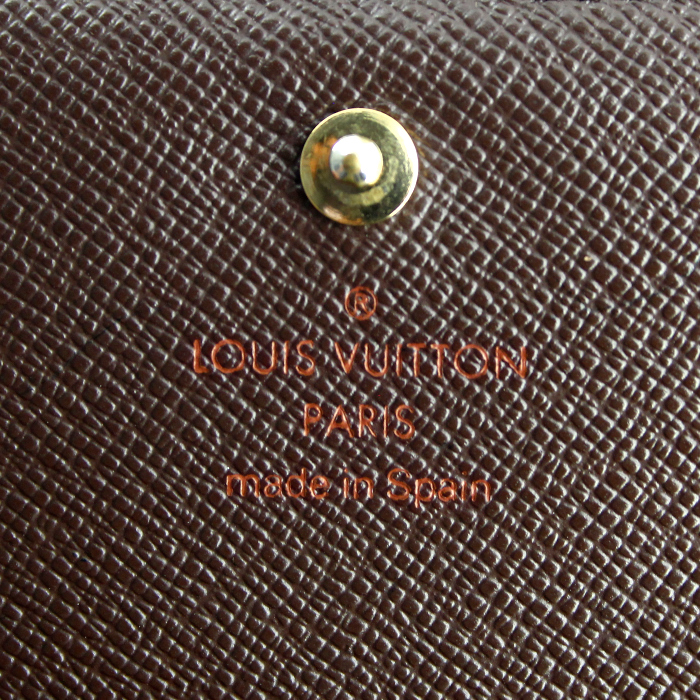Louis Vuitton wallet in damier canvas and brown leather - Detail D3