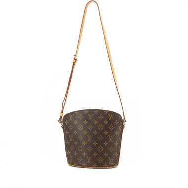 Bolso para llevar al hombro Louis Vuitton Drouot en lona Monogram y cuero natural