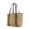 Gucci shopping bag in beige monogram canvas and brown leather - 00pp thumbnail