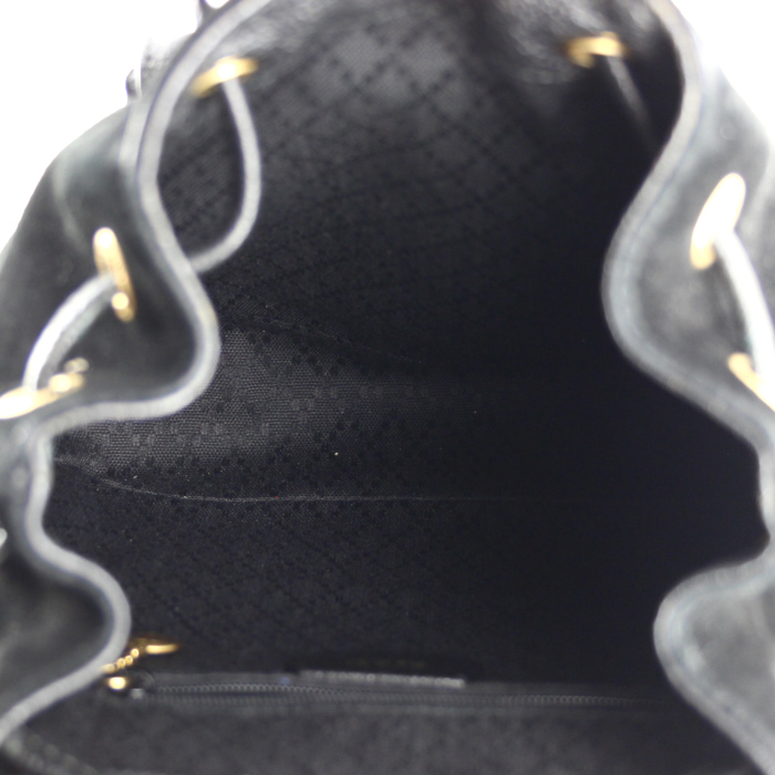 Zaino Gucci in tessuto scamosciato e pelle nera - Detail D3