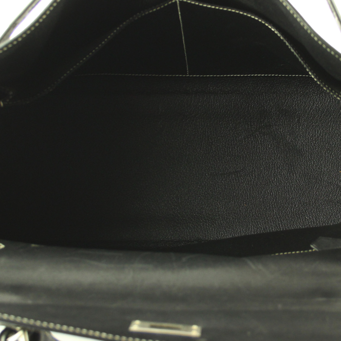 Bolso de mano Hermes Kelly 35 cm en cuero Barenia negro - Detail D3