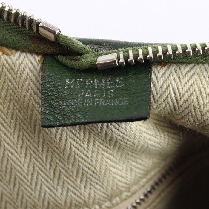 Borsa a spalla Hermes Massai in pelle verde - Detail D4