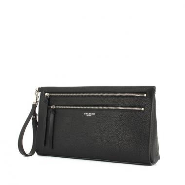 Sac/pochette Coach en cuir grainé noir