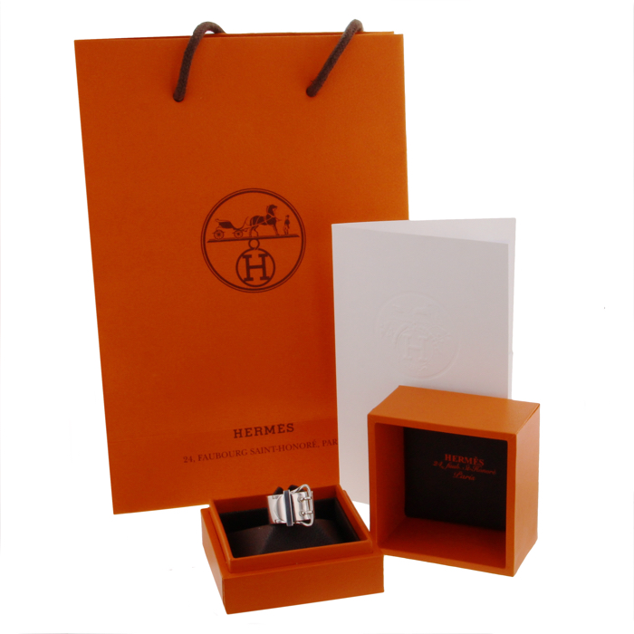 Hermes Boucle Sellier large model ring in silver - Detail D2