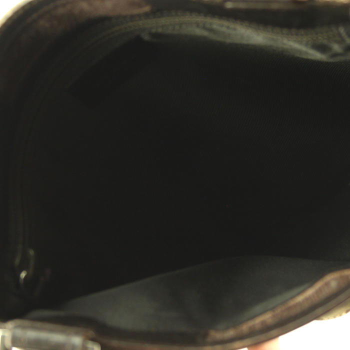 Sacoche Gucci en toile monogram beige et cuir marron - Detail D2