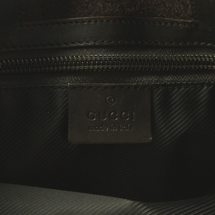 Sacoche Gucci en toile monogram beige et cuir marron - Detail D4