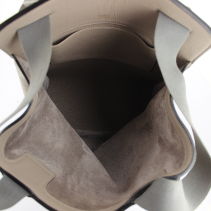 Sac à dos grand modèle en cuir togo gris-tourterelle - Detail D2