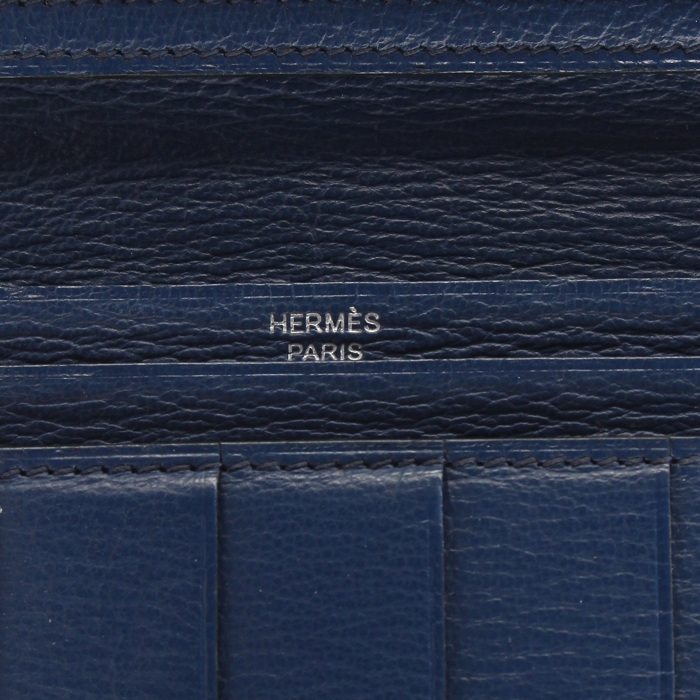 Portefeuille Hermes en autruche bleue - Detail D3