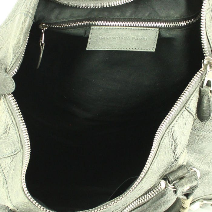 Sac à main Balenciaga Work en cuir gris - Detail D2