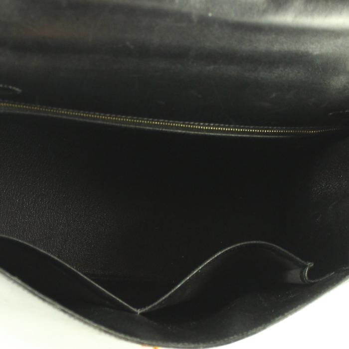 Hermes Kelly 32 cm handbag in black box leather - Detail D3